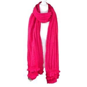 Moda International Pink Wool Blend Ruffled Scarf NWT